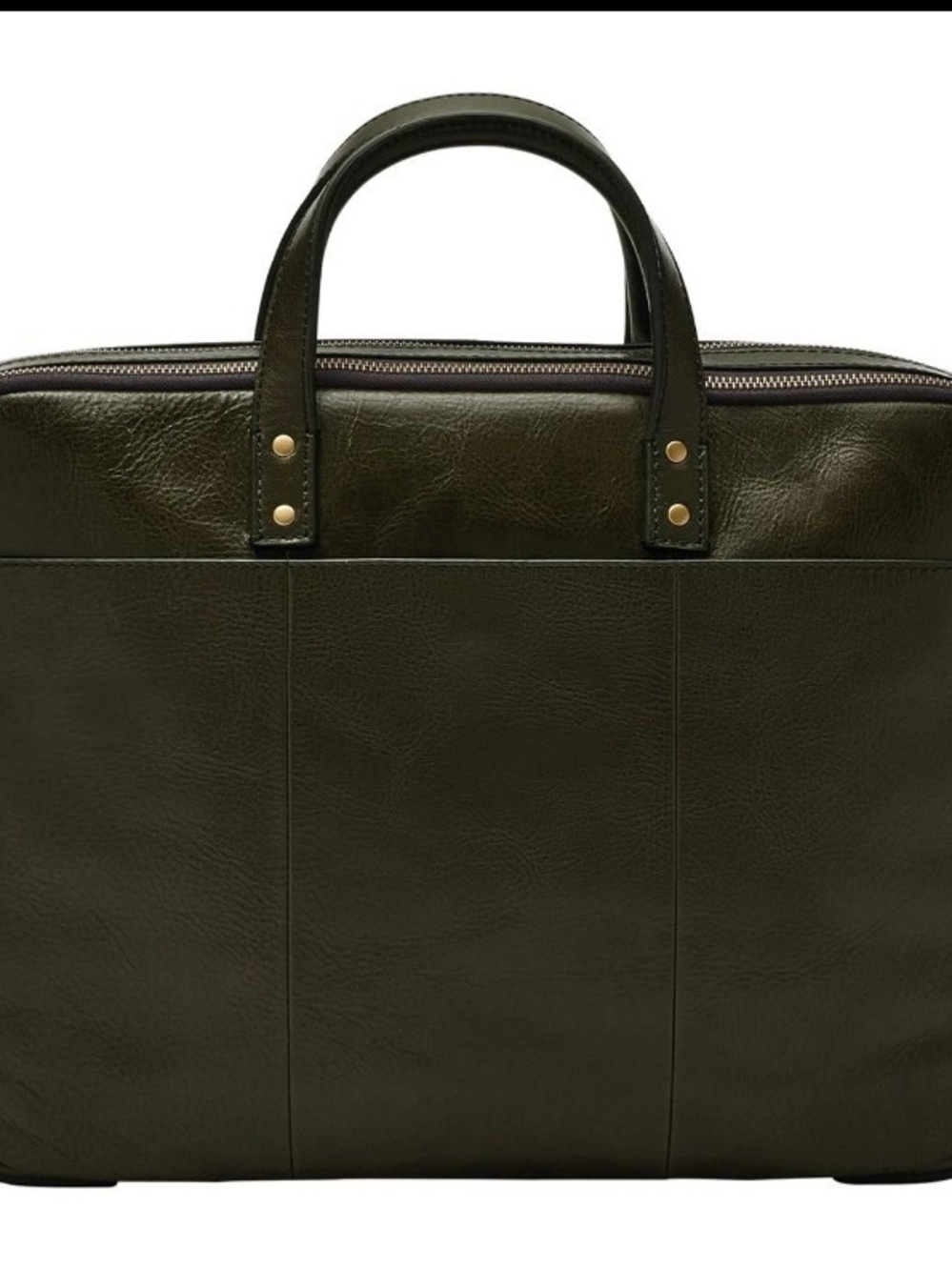 FOSSIL Haskell Double Briefbag Top Handle Laptop Bag Dark Loden Khaki